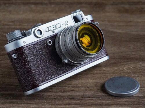 Rangefinder Camera FED-2 №259615 in red color