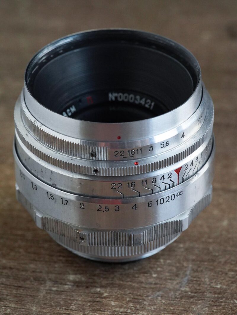 KMZ Long Nose Helios-44 58mm f/2 №0003421 M39/M42 SLR 13-blades red "P" - Image 3