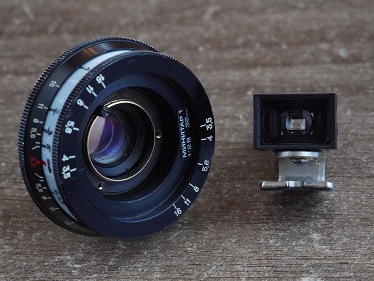 LOMO Minitar-1 32mm f/2.8-f16 M39-mount uralseller mod. + Veiwfinder 32mm