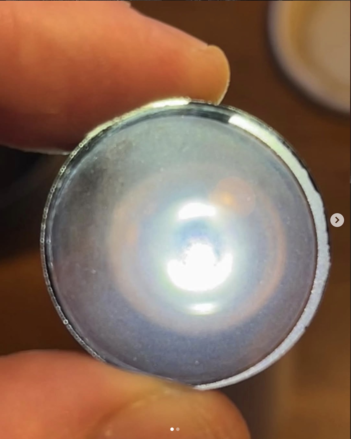 Haze on a Helios 44-2 optical element before cleaning